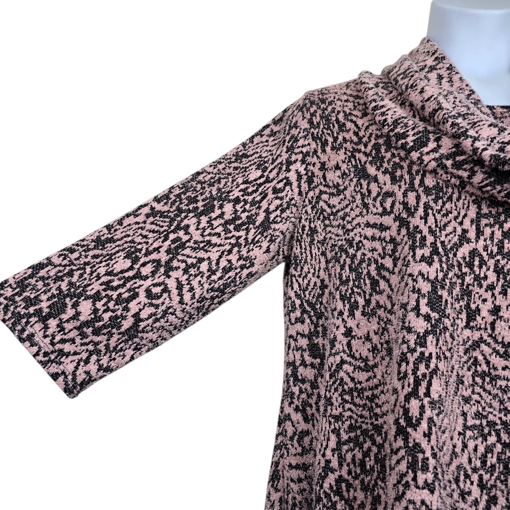 New Directions Womens Pink Black Cowl Neck Fuzzy Knit Sweater Size XL NWT - Picture 2 of 6